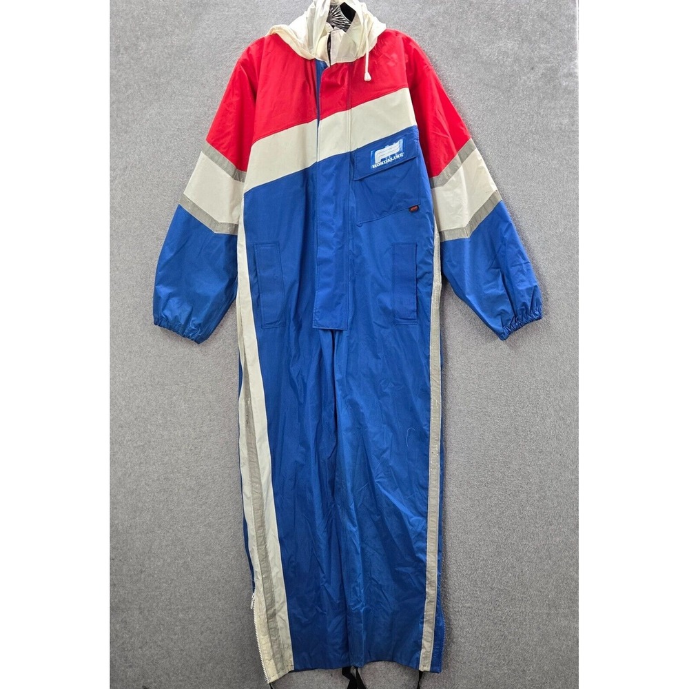 VINTAGE Honda Men Pants XS Red White Blue Colorblock Jumpsuit Racing Hood READ
